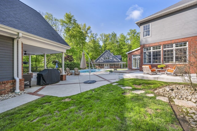 3720 Hyatts Rd, Powell, OH 43065 - view of grassy yard featuring a patio and an outdoor pool