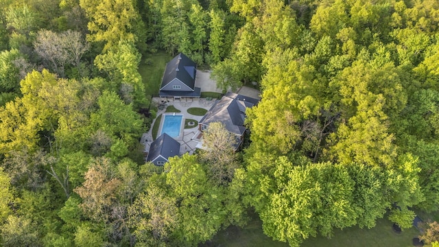3720 Hyatts Rd, Powell, OH 43065 - aerial view of property and surrounding area featuring a forest and a pool