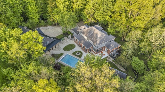 3720 Hyatts Rd, Powell, OH 43065 - aerial view of property and surrounding area featuring a heavily wooded area
