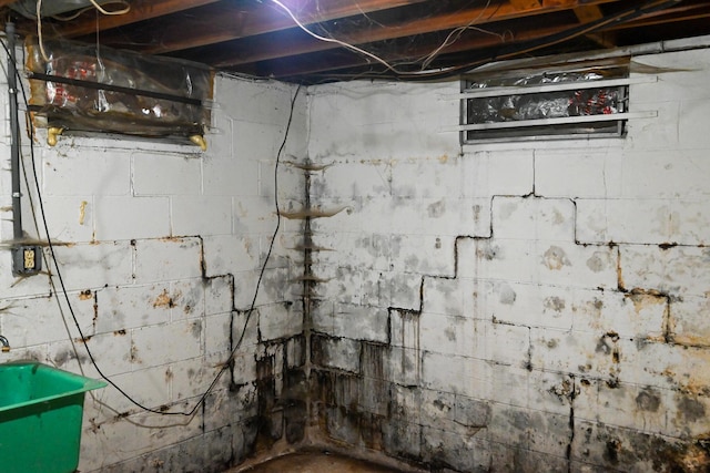 view of unfinished below grade area