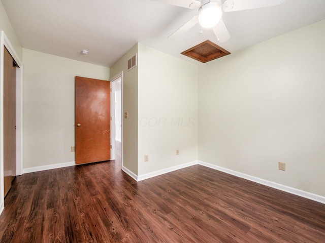 3182 Grey Fox Dr, Columbus, OH 43230 - unfurnished bedroom featuring dark wood-style flooring, baseboards, and ceiling fan