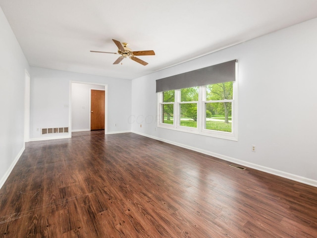 3182 Grey Fox Dr, Columbus, OH 43230 - unfurnished room featuring ceiling fan, dark wood-style flooring, and baseboards