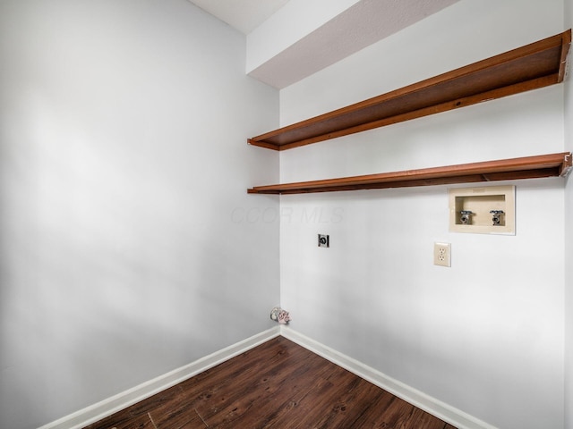 3182 Grey Fox Dr, Columbus, OH 43230 - washroom with hookup for an electric dryer, washer hookup, baseboards, and dark wood finished floors