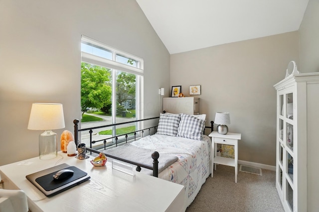 286 Rosslyn Ave, Columbus, OH 43214 - bedroom featuring high vaulted ceiling and carpet floors