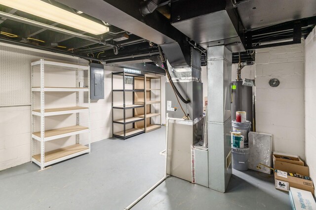 unfinished below grade area featuring electric panel