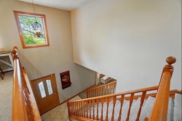 7227 Stemen Rd, Pickerington, OH 43147 - foyer entrance featuring stairway and tile patterned flooring