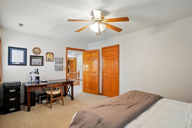 7227 Stemen Rd, Pickerington, OH 43147 - bedroom featuring light colored carpet, a desk, and ceiling fan
