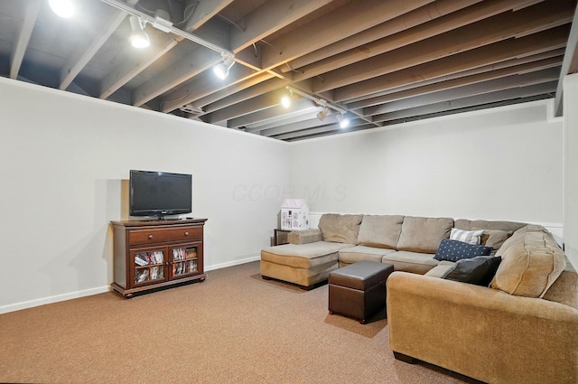 7227 Stemen Rd, Pickerington, OH 43147 - carpeted living area with baseboards and track lighting