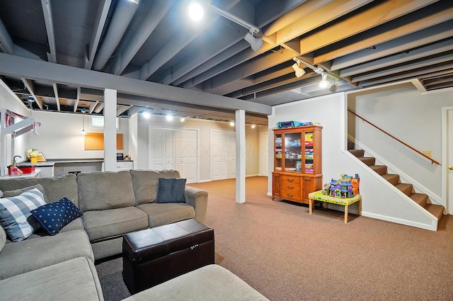 7227 Stemen Rd, Pickerington, OH 43147 - living area featuring carpet floors and stairs