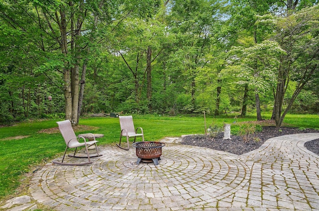 7227 Stemen Rd, Pickerington, OH 43147 - view of patio featuring a fire pit