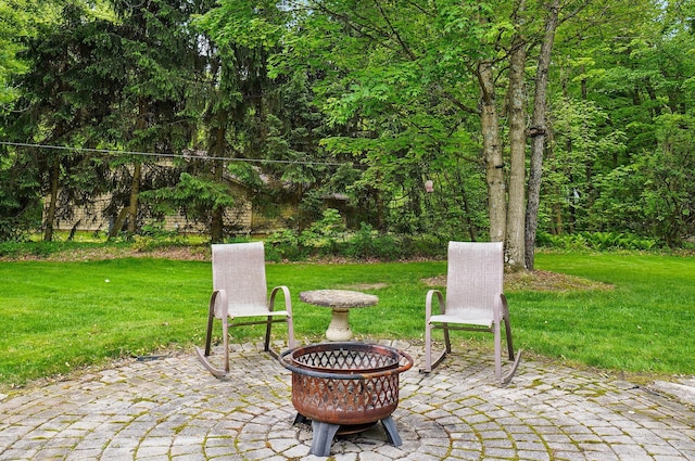 7227 Stemen Rd, Pickerington, OH 43147 - view of patio / terrace with a fire pit