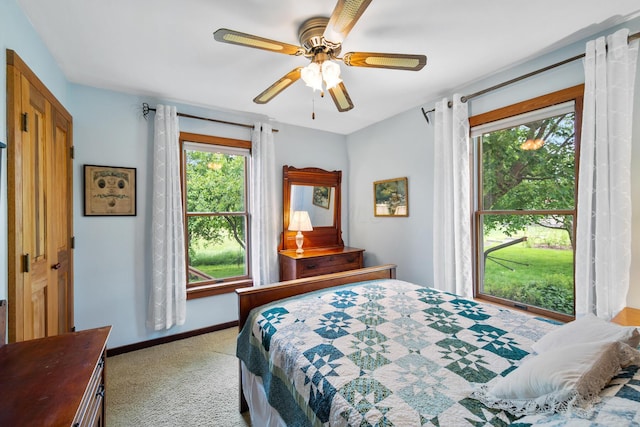 13535 Vans Valley Rd, Galena, OH 43021 - carpeted bedroom with baseboards and a ceiling fan