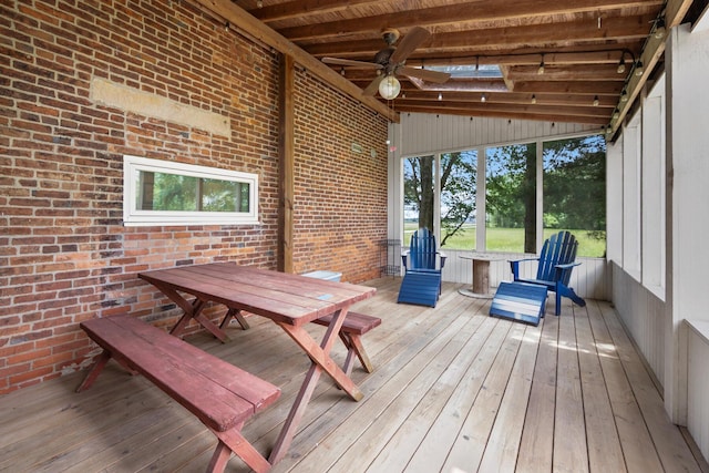 13535 Vans Valley Rd, Galena, OH 43021 - sunroom featuring ceiling fan and outdoor dining area