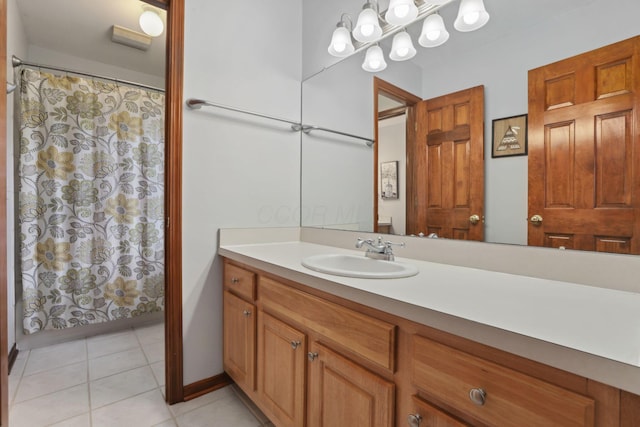 7235 Ballou Rd, Heath, OH 43056 - bathroom featuring vanity, tile patterned flooring, and a shower with shower curtain