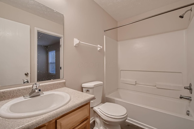 3983 Summerstone Dr, Columbus, OH 43230 - bathroom with toilet, a textured ceiling, washtub / shower combination, and vanity