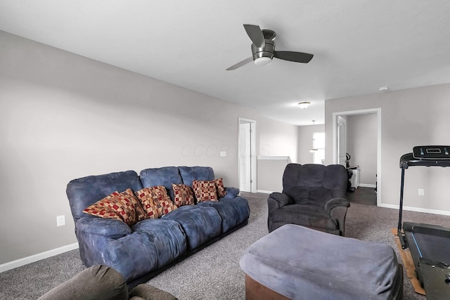 5617 Branchville Dr, Canal Winchester, OH 43110 - living room with baseboards, carpet, and ceiling fan