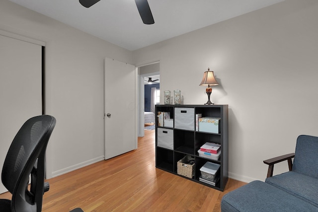 2711 Montcalm Rd, Columbus, OH 43221 - office featuring ceiling fan, light wood finished floors, and baseboards