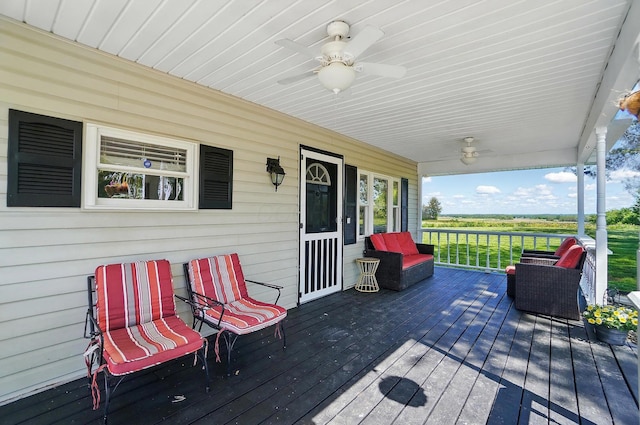 12955 State Route 188, Thornville, OH 43076 - deck with ceiling fan and a porch