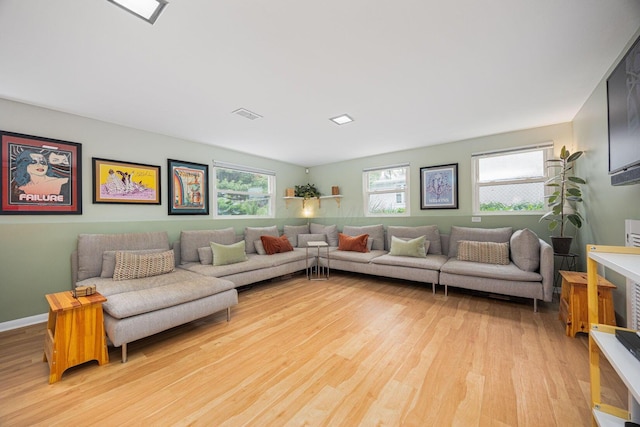 living room featuring light wood finished floors