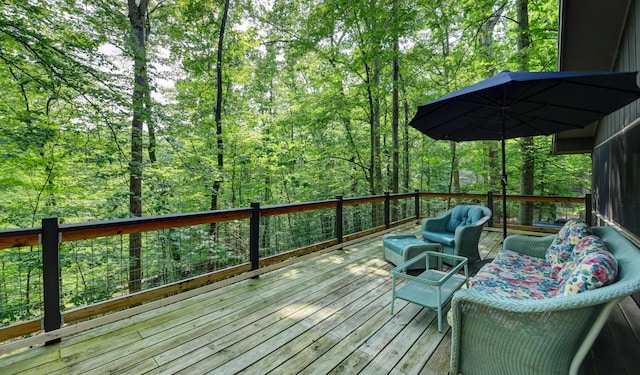 1160 Flathead Ln, Sugar Grove, OH 43155 - wooden deck with a forest view