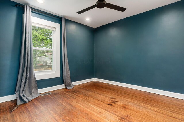 1369 Meadow Rd, Columbus, OH 43212 - spare room featuring ceiling fan, baseboards, wood finished floors, and recessed lighting
