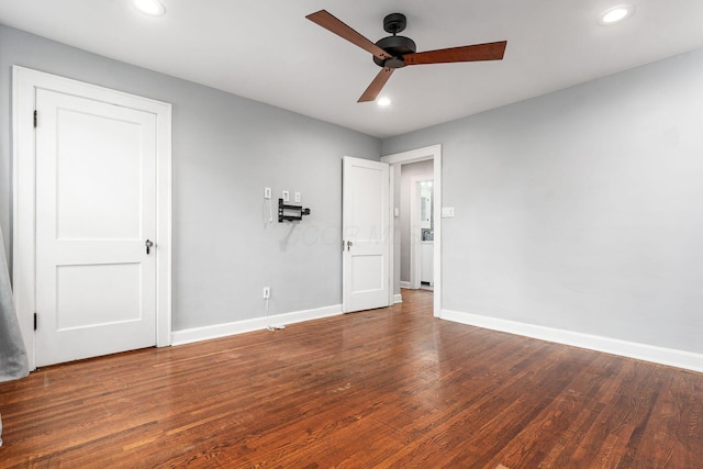 1369 Meadow Rd, Columbus, OH 43212 - unfurnished room with baseboards, ceiling fan, wood finished floors, and recessed lighting