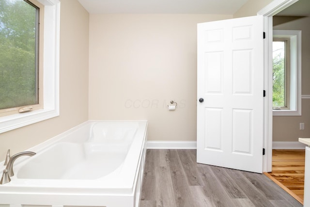 7885 Upper Twin Rd, South Salem, OH 45681 - full bath featuring a garden tub, wood finished floors, and baseboards