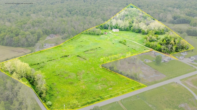 7885 Upper Twin Rd, South Salem, OH 45681 - aerial view of sparsely populated area featuring a heavily wooded area and property boundaries highlighted