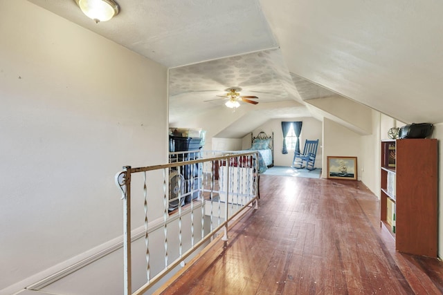 7677 Opossum Run Rd, London, OH 43140 - additional living space featuring wood-type flooring, lofted ceiling, and ceiling fan