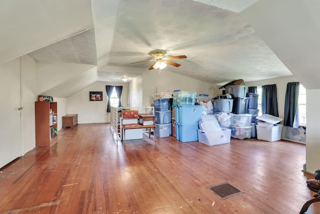 7677 Opossum Run Rd, London, OH 43140 - bonus room with vaulted ceiling, hardwood / wood-style floors, and a ceiling fan