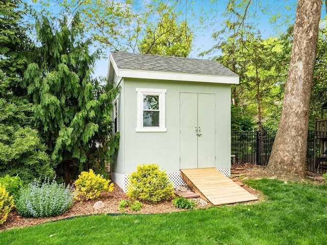 view of shed