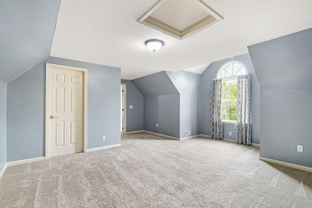 8950 Woodhaven Rd, Johnstown, OH 43031 - additional living space featuring lofted ceiling, attic access, carpet, and baseboards