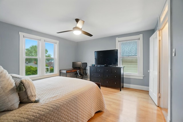 1545 Westwood Ave, Columbus, OH 43212 - bedroom featuring light wood-type flooring, baseboards, and ceiling fan