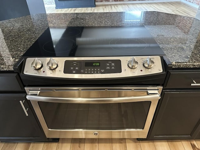 432 E Rich St Unit 3K, Columbus, OH 43215 - kitchen view of stainless steel electric range and dark stone counters