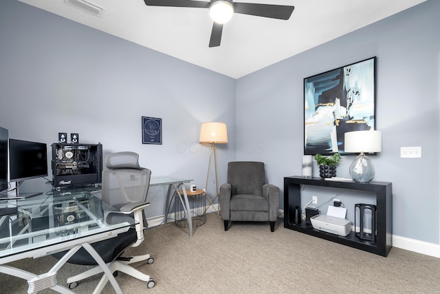 243 Parkgate Ct, Delaware, OH 43015 - carpeted office featuring ceiling fan and baseboards