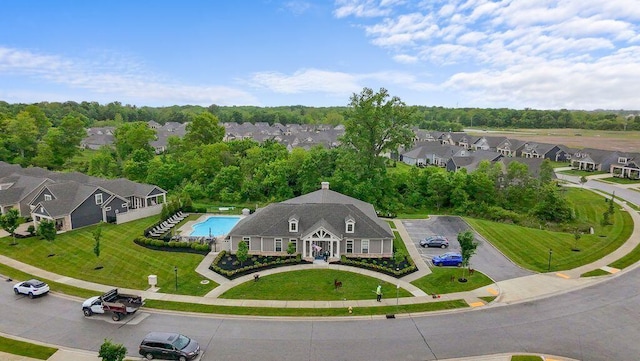 243 Parkgate Ct, Delaware, OH 43015 - aerial perspective of suburban area featuring a pool
