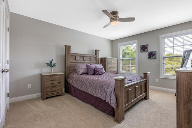 5119 Butterworth Green Dr, New Albany, OH 43054 - bedroom with light colored carpet, baseboards, and ceiling fan