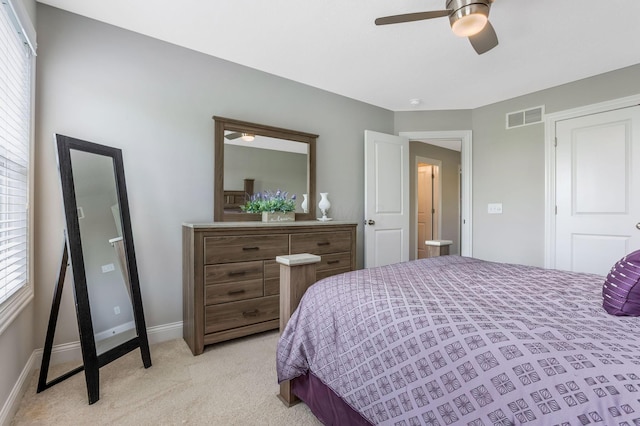 5119 Butterworth Green Dr, New Albany, OH 43054 - bedroom with light carpet, baseboards, and ceiling fan