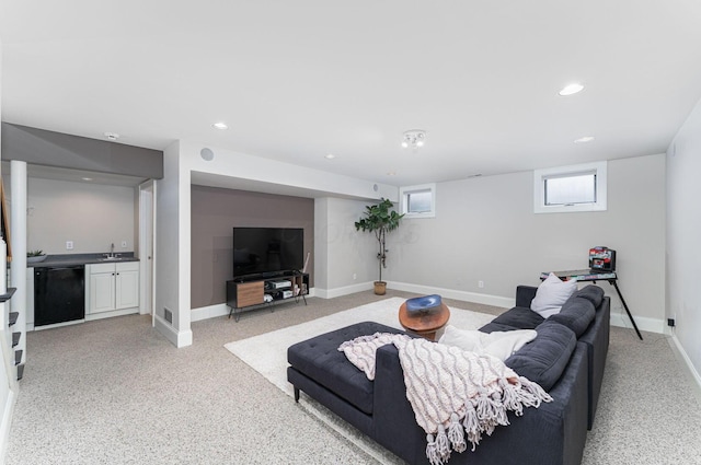 308 Jackson St, Columbus, OH 43206 - living area featuring recessed lighting and baseboards