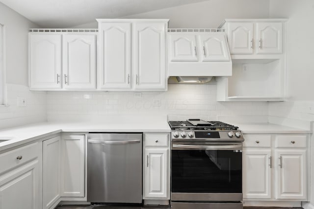 3368 Pine Valley Rd, Columbus, OH 43219 - kitchen featuring appliances with stainless steel finishes, white cabinetry, and light countertops