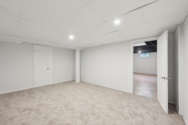 3368 Pine Valley Rd, Columbus, OH 43219 - basement with carpet and a paneled ceiling