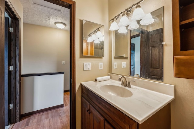 bathroom with wood finished floors and vanity