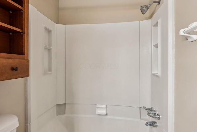 full bathroom featuring shower / washtub combination and toilet