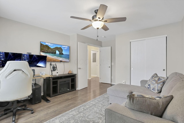 4712 Shalers Dr Unit 54A, Columbus, OH 43228 - office with wood finished floors and a ceiling fan
