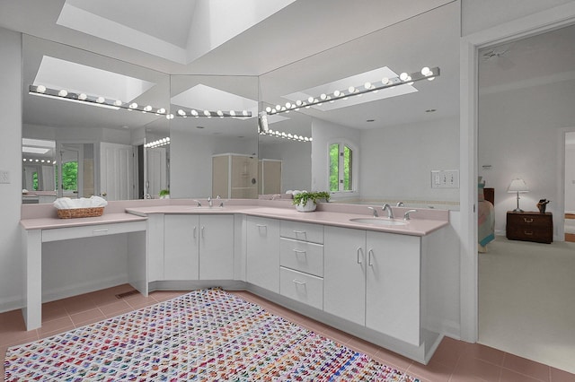 8259 Spruce Needle Ct, Columbus, OH 43235 - full bathroom with tile patterned flooring, double vanity, baseboards, and ensuite bath