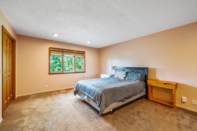 12502 Barbara Dr, Kenton, OH 43326 - bedroom with carpet, a textured ceiling, baseboards, and recessed lighting