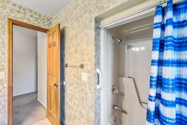 12502 Barbara Dr, Kenton, OH 43326 - bathroom with shower / tub combo and a textured ceiling