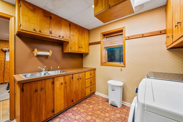 12502 Barbara Dr, Kenton, OH 43326 - washroom with cabinet space, independent washer and dryer, and baseboards
