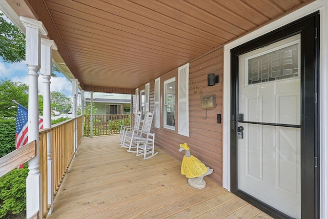 deck featuring covered porch