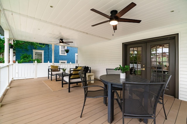 46 E Markison Ave, Columbus, OH 43207 - wooden terrace featuring a ceiling fan and outdoor dining area